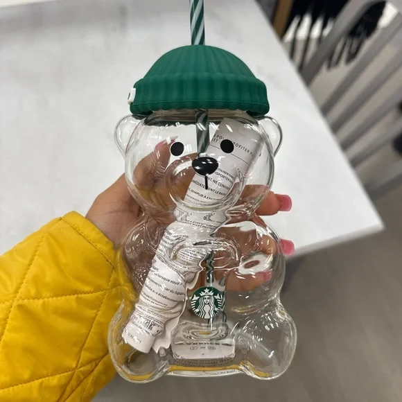 20oz Starbucks Clear Bear Tumbler with Teal Lid and Straw - Picture 2 of 2